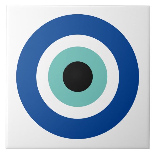 Große Keramik mit Evil Eye Blue Mati Symbol Fliese (Vorderseite)