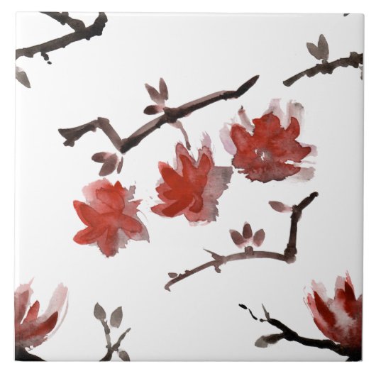 Große Keramik mit wiederholendem Blütendesign Fliese (Vorderseite)