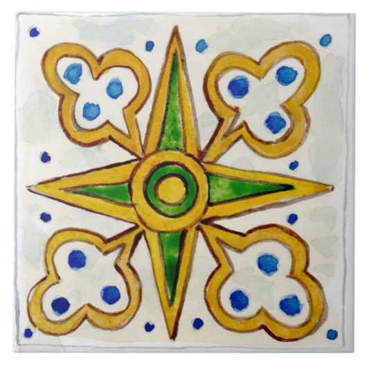 Große Keramik, sizilianischer Stil "Trapani" Fliese (Vorderseite)