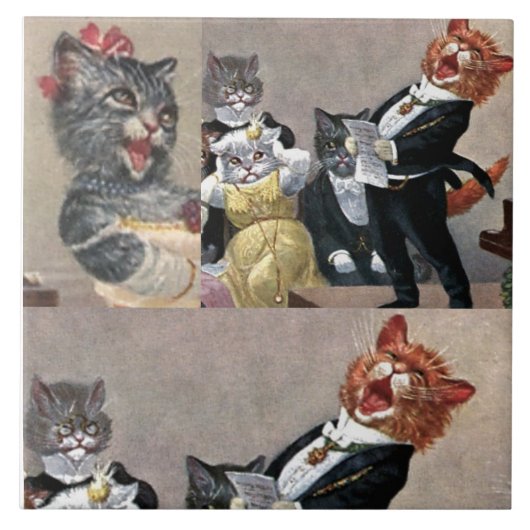 Große Keramik Tile, Vintage Funny Kitty Postcard! Fliese (Vorderseite)
