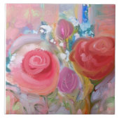 Große Keramik Tile, wunderschöne Original Blume Fliese (Vorderseite)