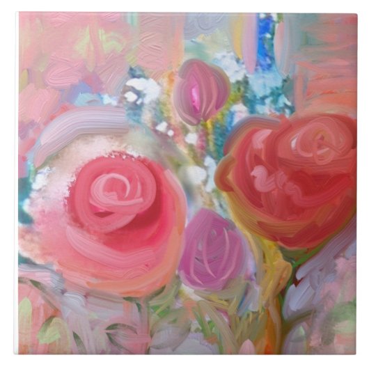 Große Keramik Tile, wunderschöne Original Blume Fliese (Vorderseite)