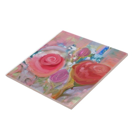 Große Keramik Tile, wunderschöne Original Blume Fliese (Seite)