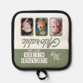 Große Kinder so bezaubernd 3 Foto grün Topflappen (Vorderseite)