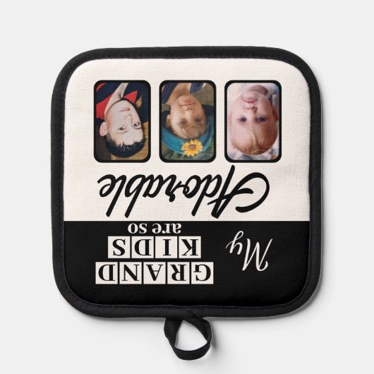 Große Kinder so bezaubernd 3 Foto schwarz Topflappen (Vorderseite)