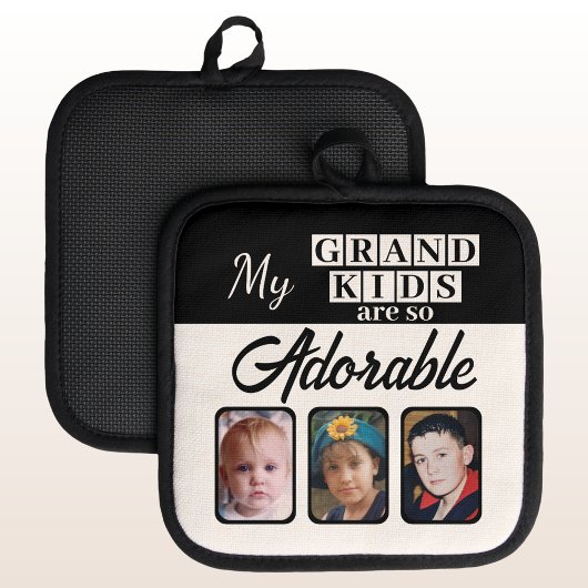 Große Kinder so bezaubernd 3 Foto schwarz Topflappen