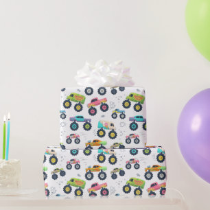 Große Kinderfahrräder Autos und Lastwagen Geschenkpapier