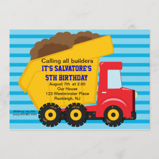 Große Kipper Jungen-Geburtstags-Einladung Einladung