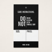 Größe Kleidung Preis Hänge Tag + Betreuungsanleitu (Rückseite)