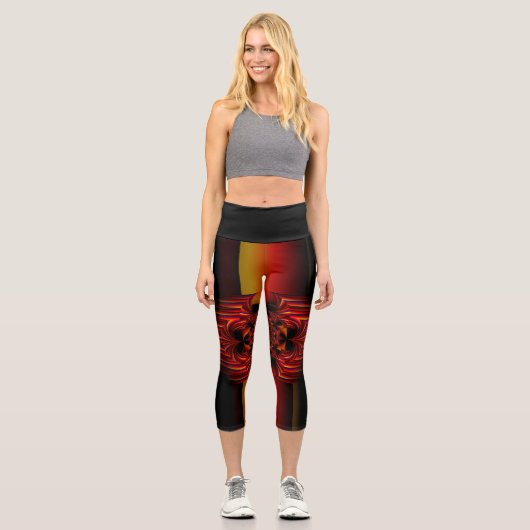 Große kleine Streifen mit Bogen Capri Leggings (Vorderseite)