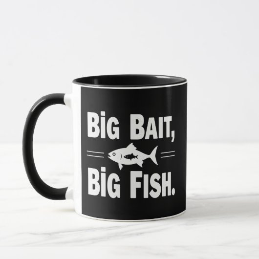 Große Köder Große Fische Lustiges Angeln Tasse (Links)