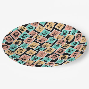 Große Komponisten auf Briefmarke, Trikolormuster  Pappteller