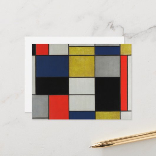Große Komposition von Piet Mondrian Postkarte (Vorderseite/Rückseite Beispiel)