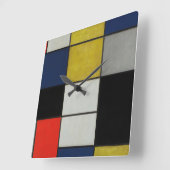 Große Komposition von Piet Mondrian Quadratische Wanduhr (Winkel)