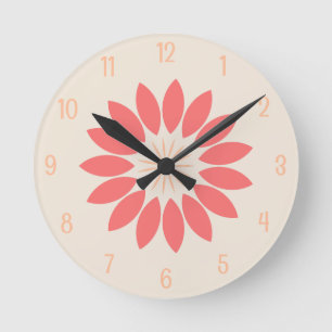Große Korallenblume auf Creme Runde Wanduhr