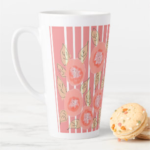 Große Korallenblumen- und Streifen-Latte-Macchiato Milchtasse
