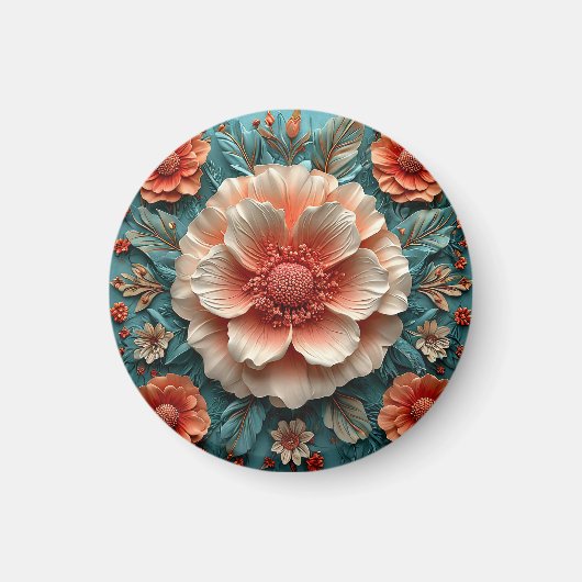 Große korallengroße Blume Magnet (Vorne)