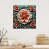 Große korallengroße Blume Poster (Küche)