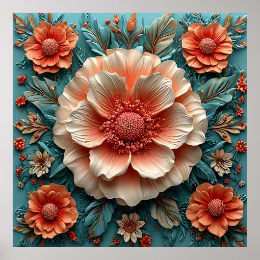 Große korallengroße Blume Poster (Vorne)