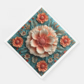 Große korallengroße Blume Serviette (Ecke)