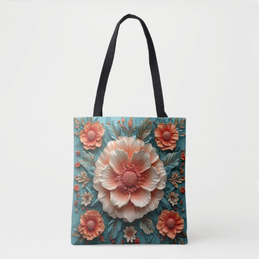 Große korallengroße Blume Tasche (Vorderseite)
