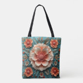 Große korallengroße Blume Tasche (Rückseite)