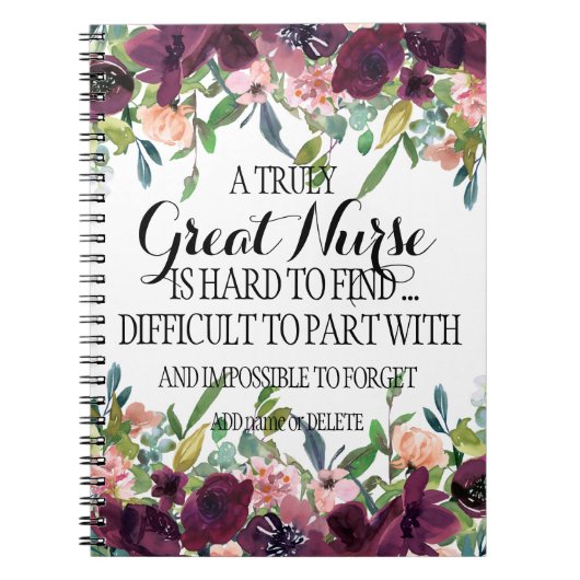 Große Krankenschwester danke Ihnen dankbar Floral  Notizblock (Vorderseite)