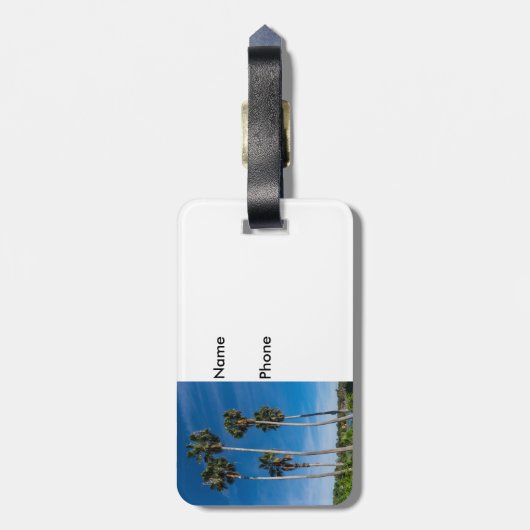 Große Krümmungspalmen Gepäckanhänger (Rückseite vertikal)