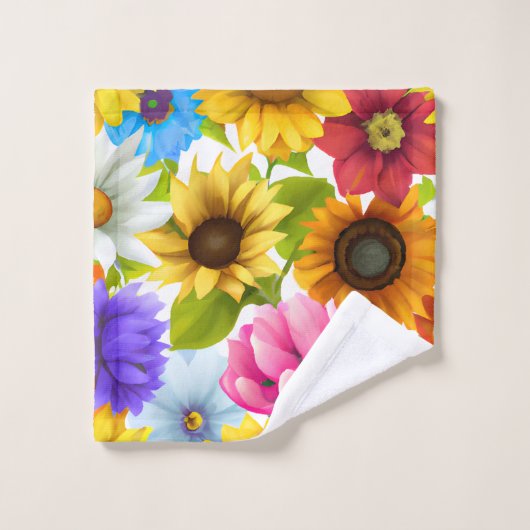 Große, kühne botanische Blume Badhandtuch Set (Waschlappen)