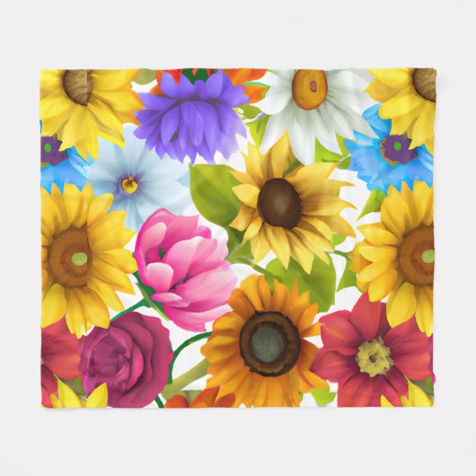 Große, kühne botanische Blume Fleecedecke (Vorderseite (Horizontal))
