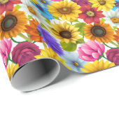 Große, kühne botanische Blume Geschenkpapier (Rolleneckpunkt)