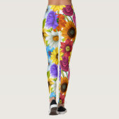 Große, kühne botanische Blume Leggings (Rückseite)