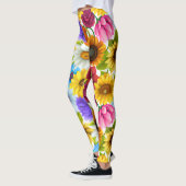 Große, kühne botanische Blume Leggings (Links)