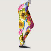 Große, kühne botanische Blume Leggings (Rechts)