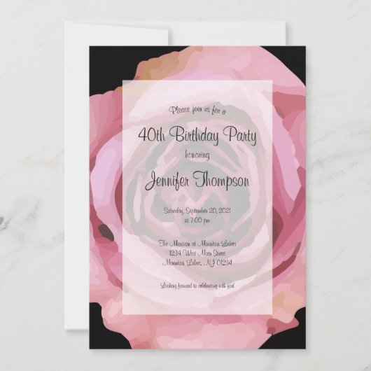 Große, kühne Lila FrühlingsRose Geburtstag Einladung (Vorderseite)