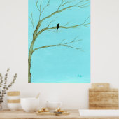 Große Kunstlandschaft Schwarzer Vogel im Baum male Poster (Küche)