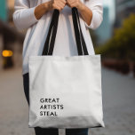 Große Künstler stehlen schwarz und weiß Tragetasche<br><div class="desc">Große Künstler stehlen Tote-Tasche. Das minimalistische Design hebt sich von der Masse ab. Sie können die Farbe des Typs ändern und Ihre eigene Formulierung hinzufügen.</div>
