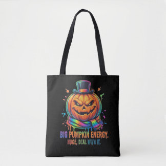 Große Kürbis-Energie Sarkastische Neon-Halloween-T Tasche