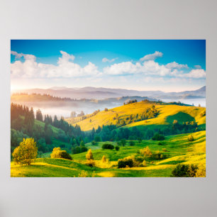 Große Landschaft im Morgenlicht. Loca Poster