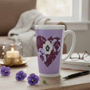 Große Latte-Mug Herz Kunstvoll Lila und Violett Milchtasse