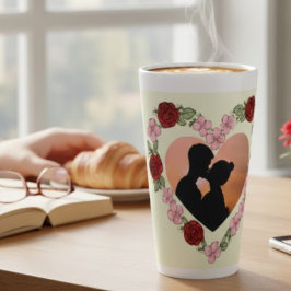 Große Latte-Mug mit individuellem Foto – Florales Milchtasse