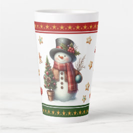 Große Latte-Tasse mit Schneemann und Weihnachtskek Milchtasse