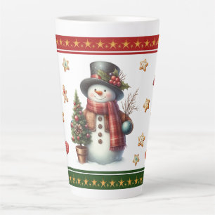 Große Latte-Tasse mit Schneemann und Weihnachtskek Milchtasse