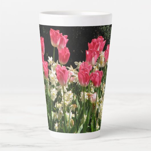 Große Latte Tasse Rosa Tulips (Vorderseite)