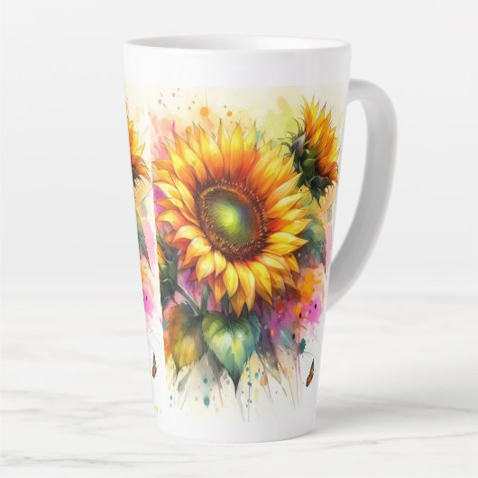 Große Latte Tasse - Sonnenblumen (Rechte Ecke)