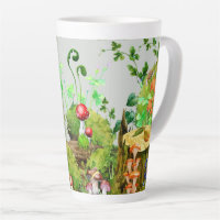 Große Latte-Tasse Wasserfarbenwald Pilze Pflanze