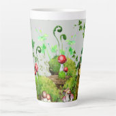 Große Latte-Tasse Wasserfarbenwald Pilze Pflanze Milchtasse (Vorderseite)