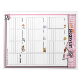 Große Lebensmittelliste - Rosa Graubündel Notizblock