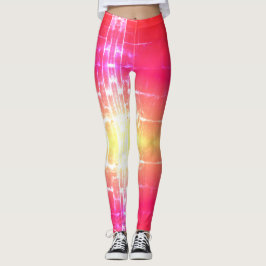 Große Leggings in rosa Koralle und Gelb
