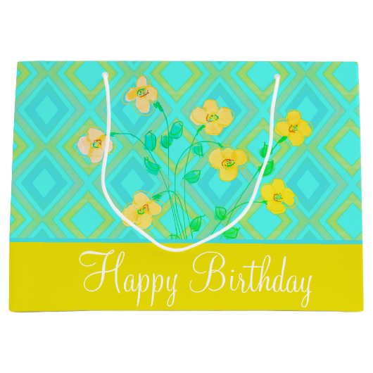 Große Lemon Limone und Aquamarine Geschenktasche Große Geschenktüte (Vorderseite)